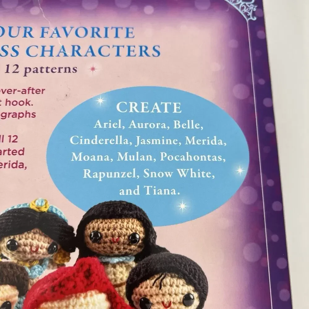 Disney Princess Crochet (Crochet Kits) NIB make Moana and Ariel & 12 Patterns